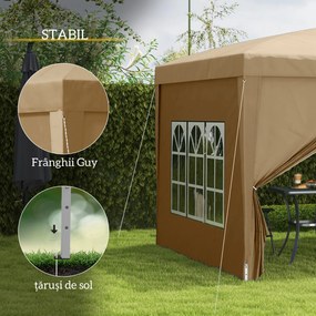 Foisor de gradina pliabil Outsunny din otel si tesatura Oxford cu funii si cuie incluse, 2,95x2,95x2,58 m, alb | Aosom Romania