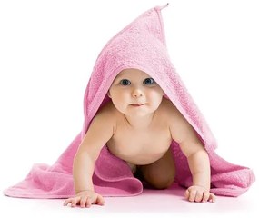 Prosop cu glugă pentru bebeluși, roz, 80 x 80 cm