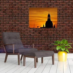 Tablou cu biserică în apus de soare (70x50 cm)
