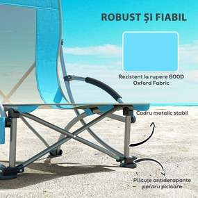 Outsunny Set Scaune Plajă Albastru cu Accesorii | Aosom Romania