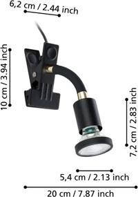 Eglo 300914 - Lampă LED cu clemă PARRINI 1xGU10/4,5W/230V neagră