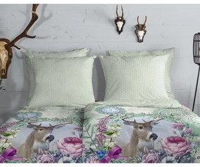 Lenjerie de pat verde din flanelă pentru pat de o persoană 140x200 cm Romini – HIP