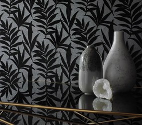 Tapet Verdi, Ebony Black Luxury Flock, 1838 Wallcoverings, 5.3mp / rola