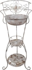 Lavoar decorativ de gradina, alb, din metal, aspect vintage, Abeille