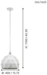 Eglo 97854 - Lustră pe cablu ROCCAFORTE 1xE27/60W/230V