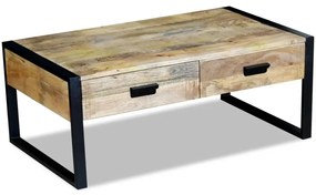 vidaXL Masă cafea cu 2 sertare din lemn solid de mango, 100x60x40 cm