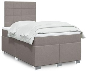vidaXL Pat box spring cu saltea, taupe, 120x190 cm material textil