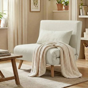 HOMCOM Fotoliu-șezlong convertibil 3 în 1 pat/fotoliu 1 loc, spătar 5 poziții, material textil cu pernă, crem | Aosom Romania