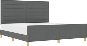 vidaXL Cadru de pat cu headboard Gri închis 180 x 200 cm țesătură