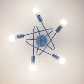 Lustră de tavan aplicată OXFORD 5xE27/15W/230V albastru