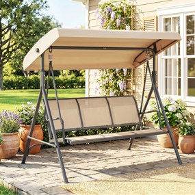 Outsunny Leagăn de grădină cu 3 locuri, copertină, șezut respirabil și cadru din oțel, bej | Aosom Romania