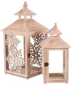 Set felinare de lemn Fulgi 2 buc., natural