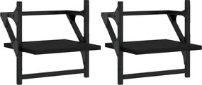 vidaXL Rafturi de perete cu bare, 2 buc, negru, 30x25x30 cm