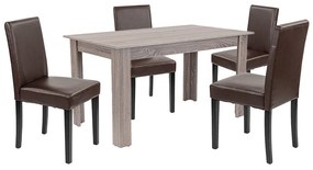 Set de masă Leon 4+1 stejar York-maro