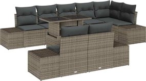 vidaXL Set de canapele pentru grădină 9 pcs Gri Rattan poli