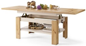 Mazzoni RIO Stejar Artisan/Bej (Șampanie) - MĂSUȚĂ DE CAFEA EXTENSIBILĂ CU RAFT