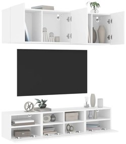 3216511 vidaXL Unități TV de perete, 5 piese, alb, lemn prelucrat