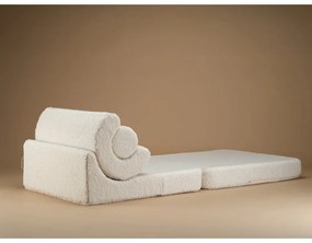 Fotoliu pentru copii crem cu tapițerie din țesătură bouclé Flipster – Wigiwama