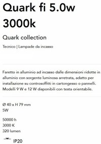 Mini Spot LED incastrabil Quark fi 5.0w 3000k, Alb