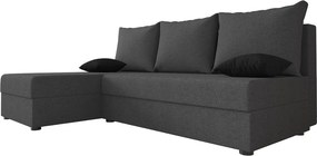 Coltar extensibil de colt VALERIO SLIM, gri inchis, reversibil, 200x140 cm + 2 perne GRATUIT