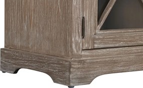Bufet vintage în stil French Country, din lemn de bayur, natur, cu 2 uși vitrate și 2 sertare din ratan împletit, 91,5 x 100 x 45 cm, „Seraphine”