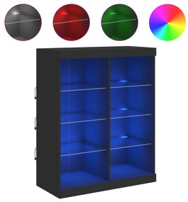 836715 vidaXL Servantă cu lumini LED, negru, 81x37x100 cm