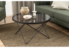 Măsuță de cafea neagră cu blat din sticlă ø 80 cm Cuxton – Actona