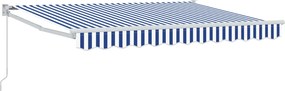 vidaXL Copertină retractabilă manuală Albastru și Alb 3,5 x 2 m