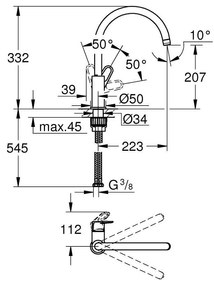 Grohe BauFlow baterie bucatarie pe picior StarLight Chrome 31538001