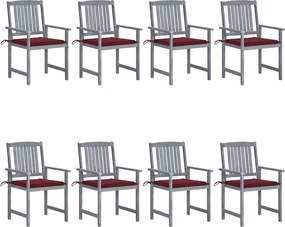 vidaXL Scaune grădină cu perne, 8 buc., gri, lemn masiv de acacia