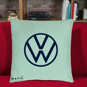 Perna Personalizata cu emblema Volkswagen, 40x40 cm, Verde Menta, Husa Detasabila, Perna Inclusa, BEKZ®