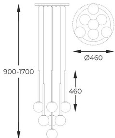 Lustra moderna cu 7 pendule Arcturus auriu
