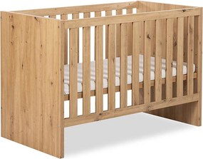 Pătuț lemn masiv pentru bebeluși Amelie 120×60cm cu bară de protecție - Stejar deschis, Nu