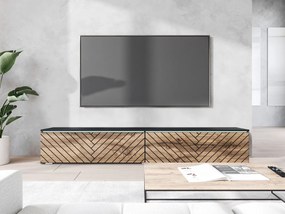 Dulap TV Dlana 180 MDF (Negru grafit + Stejar wotan) (cu iluminat LED alb). 1106214
