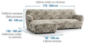Huse bielastice MARMO bej canapea cu otoman stânga (l. 170 - 300 cm)