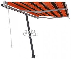 Copertină autonomă retractabilă manual oranj & maro 300x250 cm