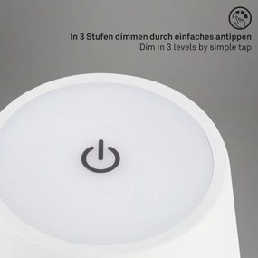 Brilo - Lampă de birou LED reîncărcabilă cu control tactil KIKI LED/2,6W/5V IP44 2600 mAh albă