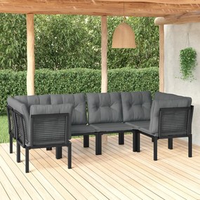 3187768 vidaXL Set mobilier de grădină, 6 piese, negru și gri, poliratan