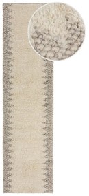 Covor tip traversă crem țesut manual din amestesc de lână 60x230 cm Minerals Border – Flair Rugs