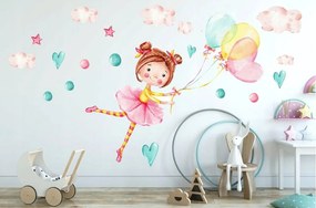Autocolant de perete pentru copii Fata Cu Baloane 60 x 120 cm
