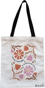 Sacosa de Panza pentru Cumparaturi, Geanta Tote, Boho Style 7, Cu fermoar, 38x34.5 cm, Alba, BEKZ®