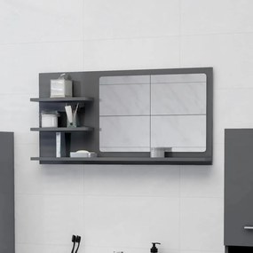 Oglinda de baie, gri extralucios, 90 x 10,5 x 45 cm, PAL gri foarte lucios