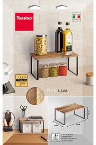 Raft suplimentar negru mat/în culoare naturală din lemn 32x19 cm York – Metaltex