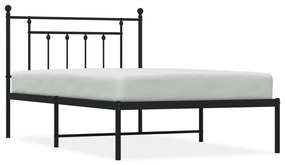 353532 vidaXL Cadru de pat din metal cu tăblie, negru, 100x200 cm