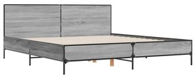 3280015 vidaXL Cadru de pat, gri sonoma, 180x200 cm, lemn prelucrat și metal