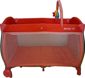 Patut Pliant NOVOKIDS™ Baby C XXL, 110X80 cm, transforabil in Tarc Copii, 2 Niveluri, Masa infasat detasabila, Jucarii plus, geanta transport, Corai