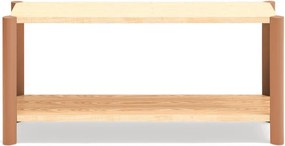 Etajeră cărămizie/în culoare naturală deschisă cu aspect de lemn de stejar 126x59x43 cm Bona – Teulat