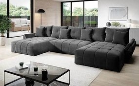 Colțar extensibil cu ladă de depozitare Berlin U Grey 380x180 cm