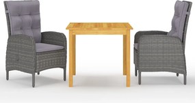 vidaXL Set de masă pentru grădină, 3 piese, gri