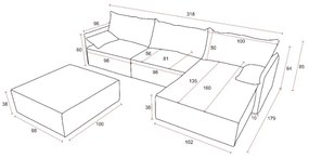 Supermobel Canapea extensibilă de colț LEON, 318x85x179, royal 31, dreapta